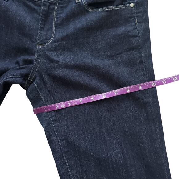 Paige Skyline Boot Jeans Women's Sz 10 30 Blue Dark wash Bootcut Mid Rise Boho - Picture 9 of 16